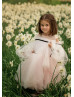 Cold Shoulder Light Pink Tulle Flower Girl Dress